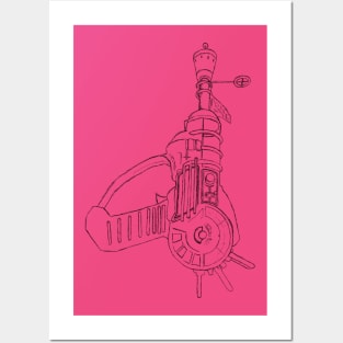 Zombie Ray Gun Blueprint on Hot Pink Posters and Art